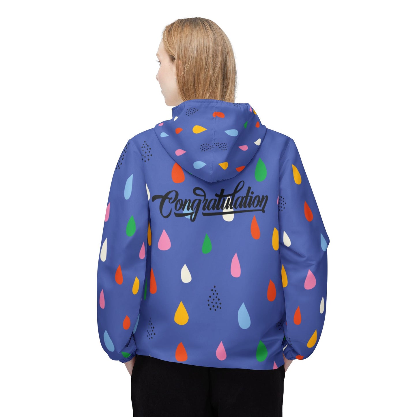 Colorful Rain Drop Windbreaker Jacket, Light Jacket for Spring, Stylish Rainwear, Trendy Hooded Jacket, Perfect Gift for Outdoor Enthusiasts
