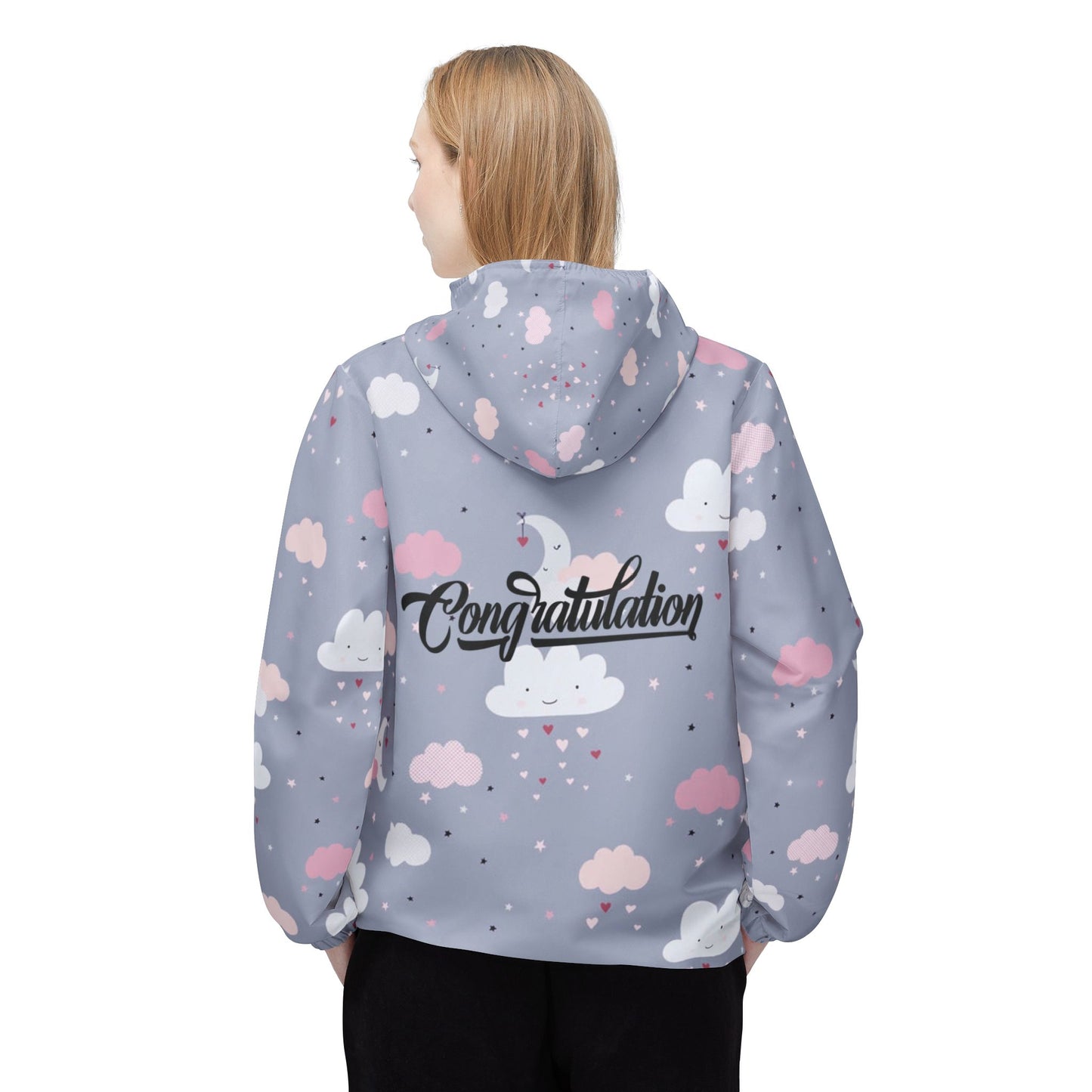 Whimsical Windbreaker Jacket, Fun Rain Gear, Cute Outdoor Jacket, Perfect Gift for Graduates, Stylish AOP Jacket, Trendy Raincoat