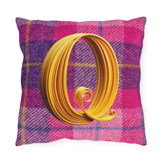 Tartan Outdoor Pillow: Cozy garden, patio, picnic decor. Gift idea.