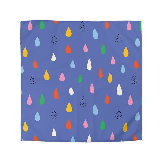 Colorful Raindrop Microfiber Duvet Cover | Cozy Bedding, Home Decor, Kids Room, Rainy Day Vibes, Gift Idea