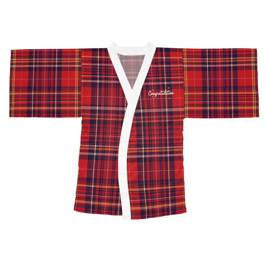 Tartan Long Sleeve Kimono Robe for Cozy Nights, Graduation Gift, Lounge Wear, Holiday Apparel, Fashionable Room Decor