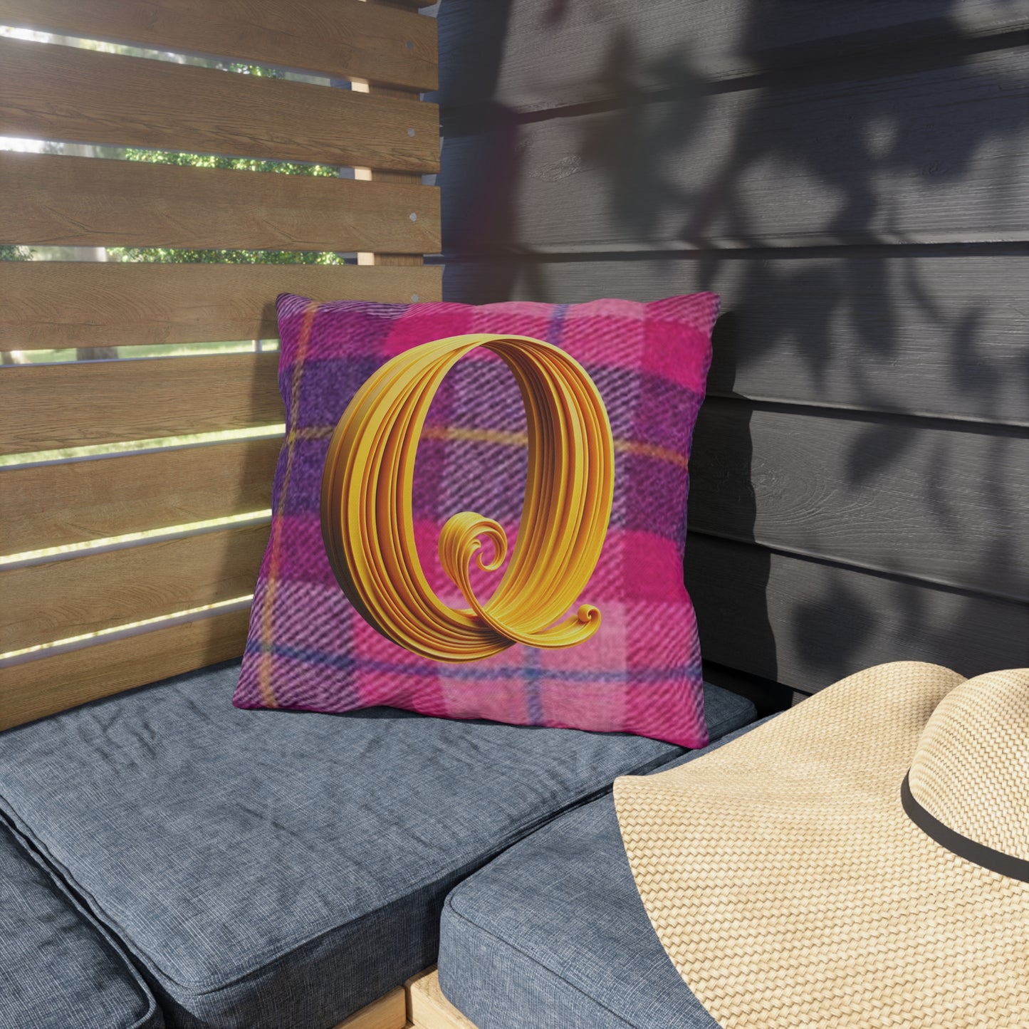 Tartan Outdoor Pillow: Cozy garden, patio, picnic decor. Gift idea.