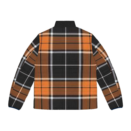 Autumn Plaid Men's Puffer Jacket | Cozy Layering Piece for Fall, Outdoor Adventures, Casual Wear, and Gifting