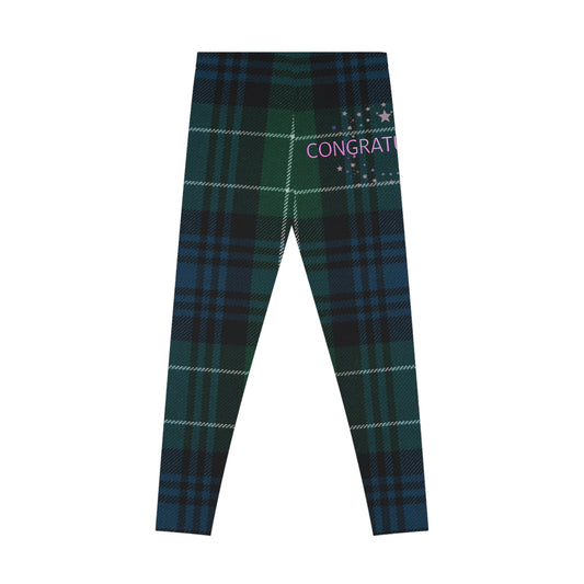 Celebratory Plaid Leggings | Comfortable Stretchy Pants for Events, Party Wear, Everyday Comfort, Gift for New Moms, Holiday Apparel