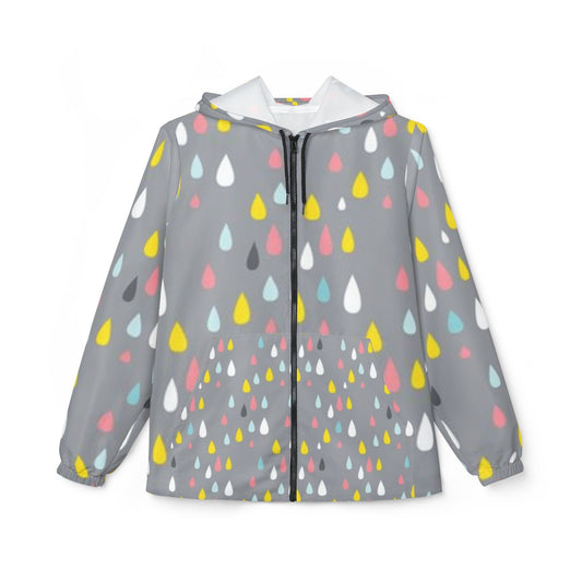 Colorful Rain Droplet Windbreaker Jacket - Perfect for Celebrations, Birthday Gift, Outdoor Fun, Everyday Wear, Stylish Rainy Day Opp