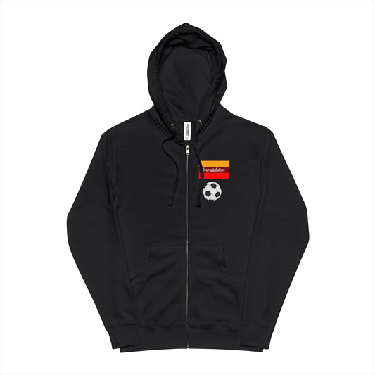 Soccer Fan Fleece Zip Up Hoodie, Sports Wear, Unisex Activewear, Football Gear, Gift for Sports Lovers, Casual Outing