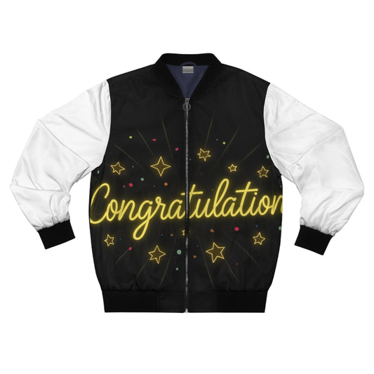 Congratulations Men's Bomber Jacket, Unique Gift, Celebration Jacket, Trendy Outerwear, Stylish Apparel