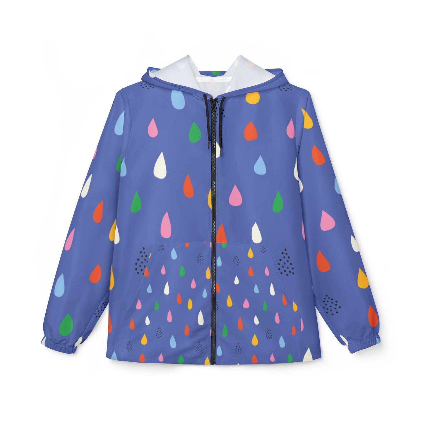 Colorful Rain Drop Windbreaker Jacket, Light Jacket for Spring, Stylish Rainwear, Trendy Hooded Jacket, Perfect Gift for Outdoor Enthusiasts