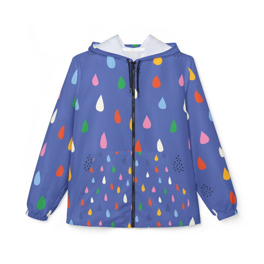 Colorful Rain Drop Windbreaker Jacket, Light Jacket for Spring, Stylish Rainwear, Trendy Hooded Jacket, Perfect Gift for Outdoor Enthusiasts