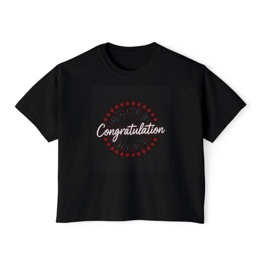 Celebratory Women's Boxy Tee, Graduation Gift, Birthday Gift, Fun Casual Top, Stylish Congratulations Shirt, Everyday Wear