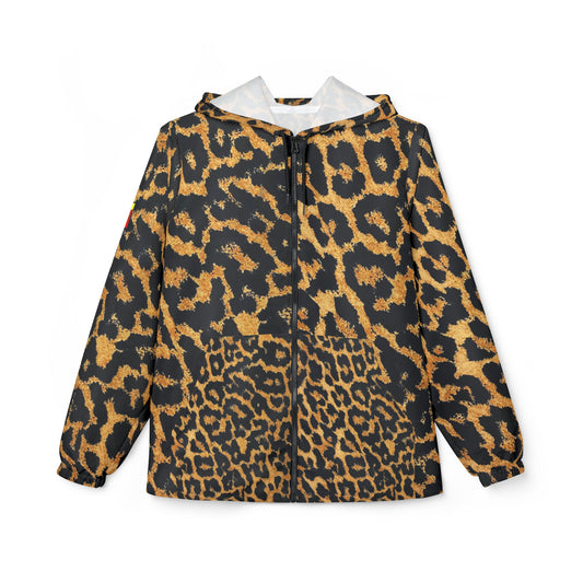 Stylish Leopard Print Windbreaker Jacket, Trendy Outerwear, Rain Jacket, Statement Piece, Animal Print Apparel, Casual Chic