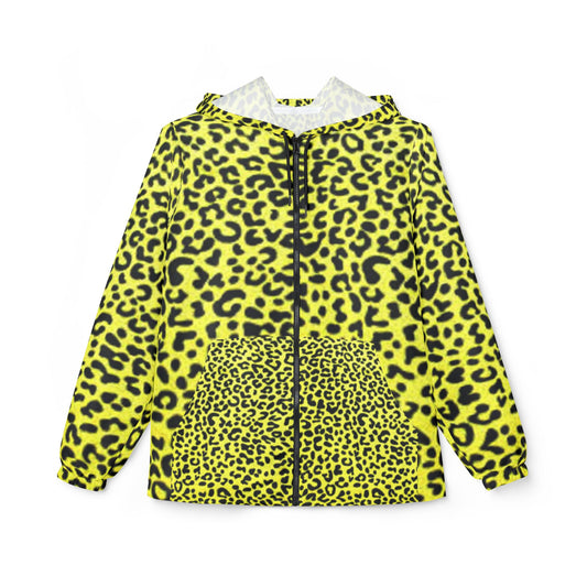 Bold Leopard Print Windbreaker Jacket, Outdoor Fashion, Streetwear, Rain Jacket, Festival Wear, Vibrant Sports Jacket
