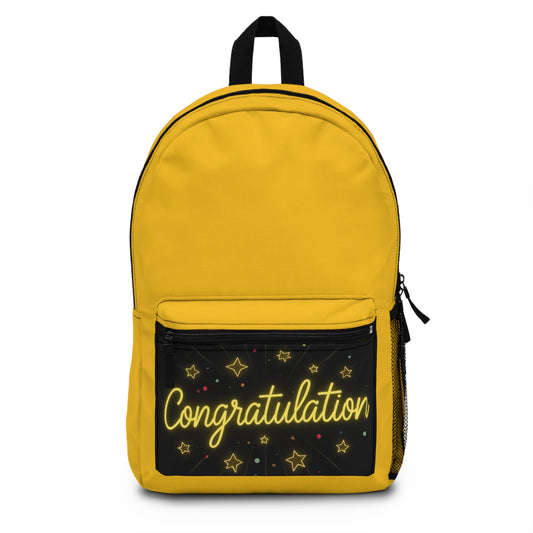 Congratulations Backpack, Gift for Graduates, School Backpack, Unique Travel Bag, Bright Yellow Daypack