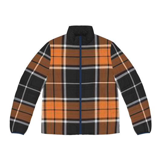 Autumn Plaid Men's Puffer Jacket | Cozy Layering Piece for Fall, Outdoor Adventures, Casual Wear, and Gifting