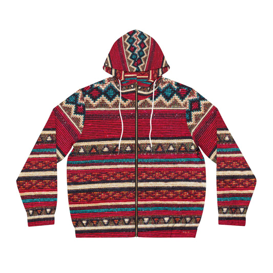 Men's Bohemian Full-Zip Hoodie, Cozy Design, Perfect for Fall and Winter, Stylish Layering Piece, Great Gift Idea, Festival Apparel