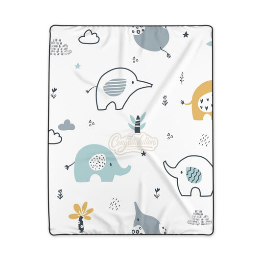 Cozy Elephant Polyester Blanket | Baby Shower Gift, Nursery Decor, Soft Throw, Kids' Room, Cute Animal Design